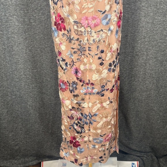 JS Collections Magnolia Pleat-Sleeve Floral Gown Rose Gold Multi Size 2 - Picture 10 of 15